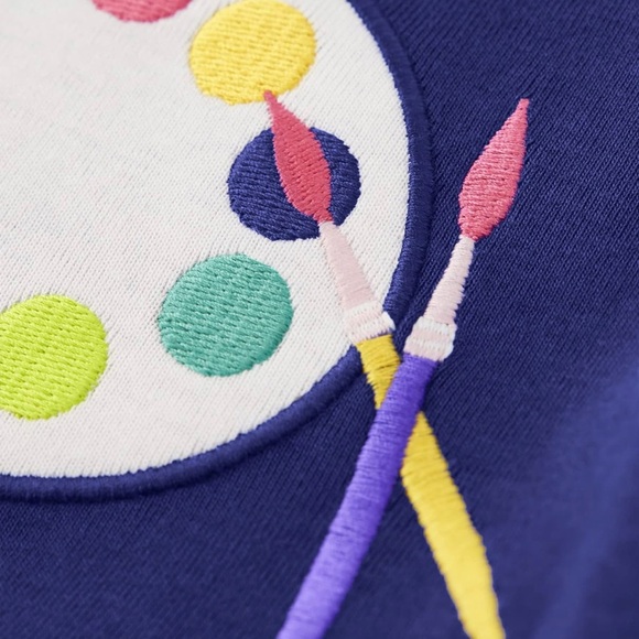 Gymboree Girl Top Sz 6 Artist Fall Embroidered Graphic Long Sleeve T-Shirts - Picture 2 of 5